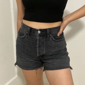 A&F washed black high rise shorts